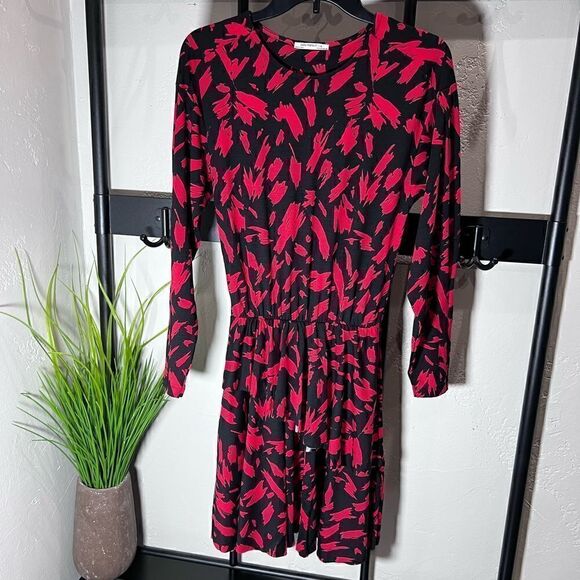 Zara Trafaluc Red Black Peplum Fit & Flare Dress size small - Picture 2 of 16